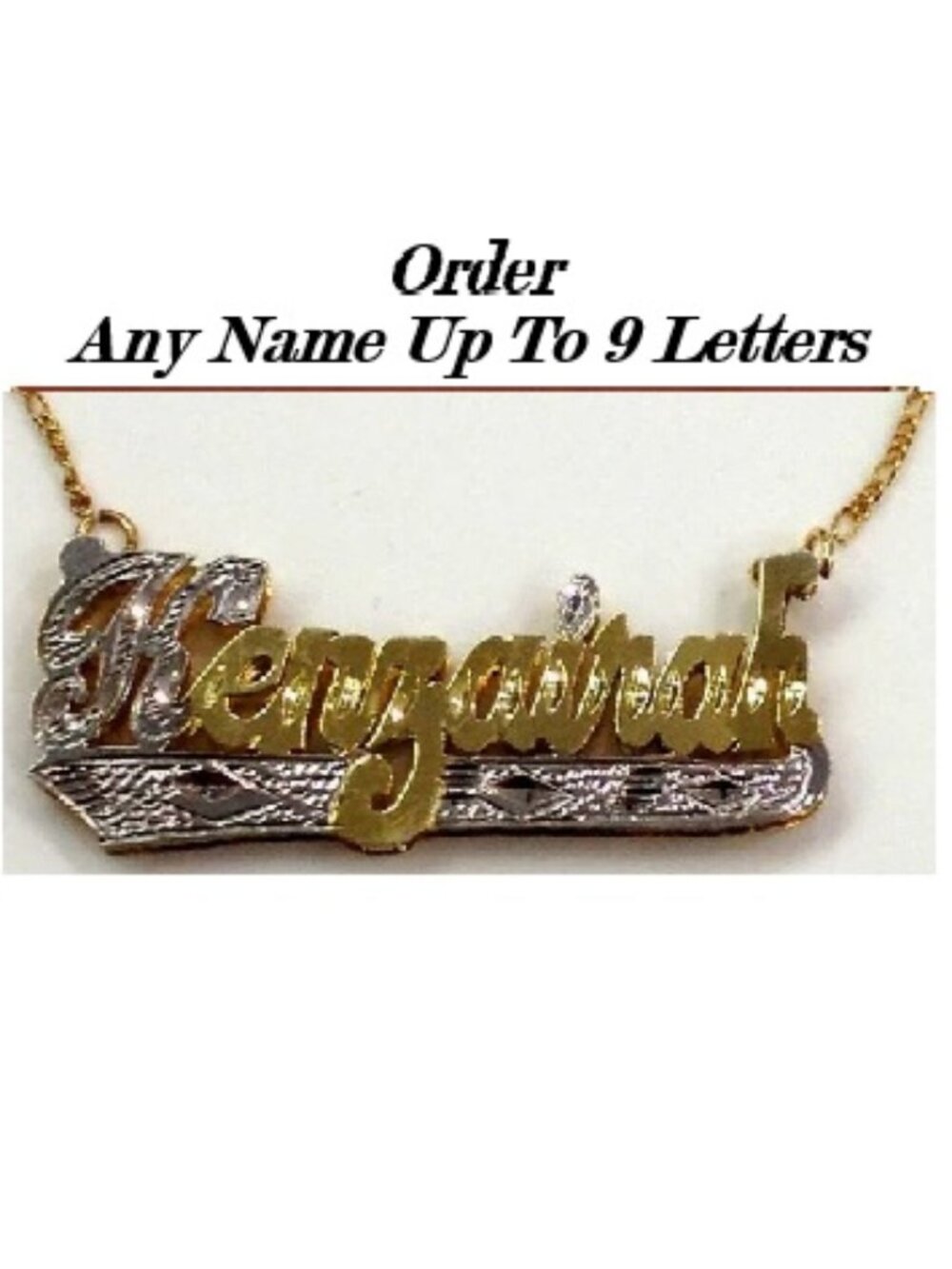 Personalized 3D Double Plate Name Necklace – Custom Gold or Two Tone Nameplate-a